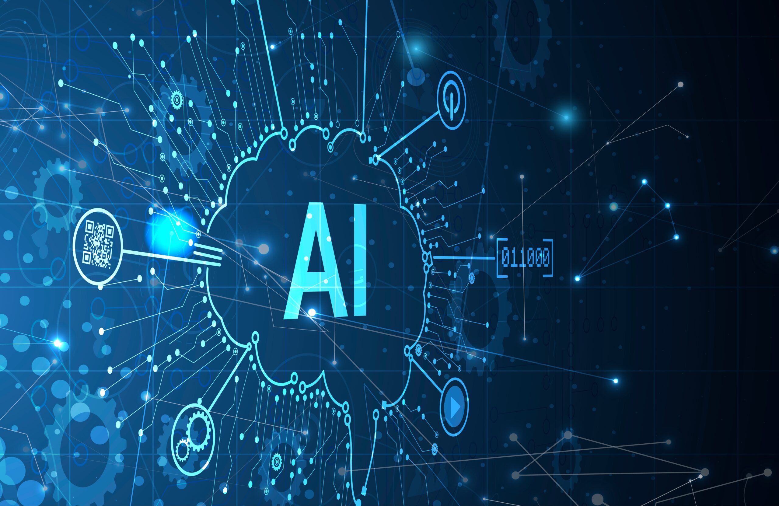 Conceptual technology illustration of artificial intelligence. Abstract futuristic background