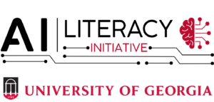 A graphic with the words "AI Literacy Initiative" and the University of Georgia logo underneath